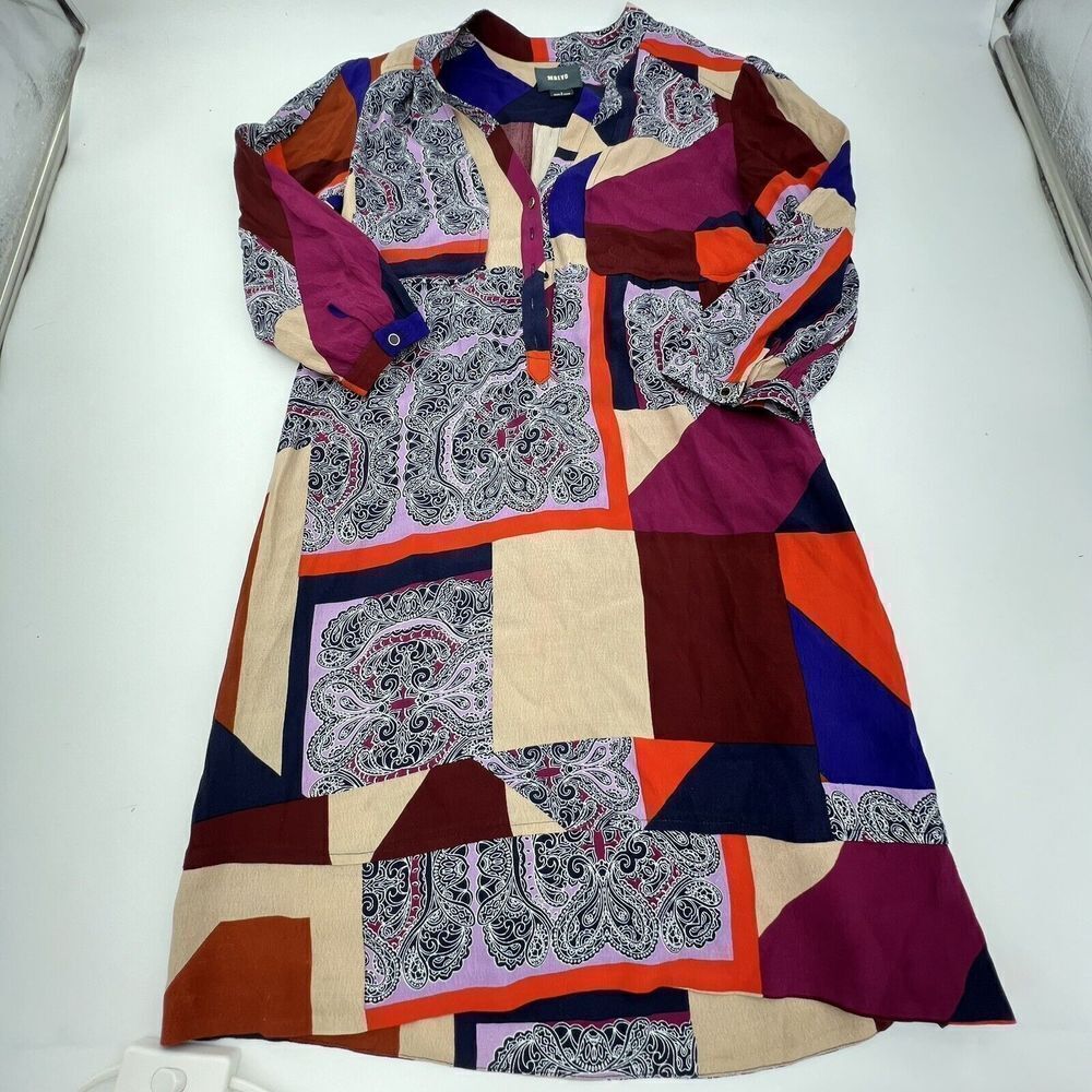 Maeve Anthropologie Taryn Patchwork Crepe Shift Tunic Dress 0
